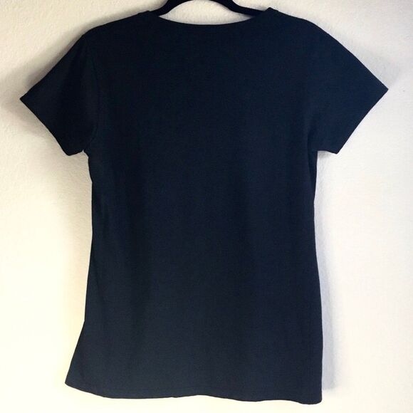 “Boo” black Halloween tshirt blue background graphic tree bats haunted house - Picture 3 of 4